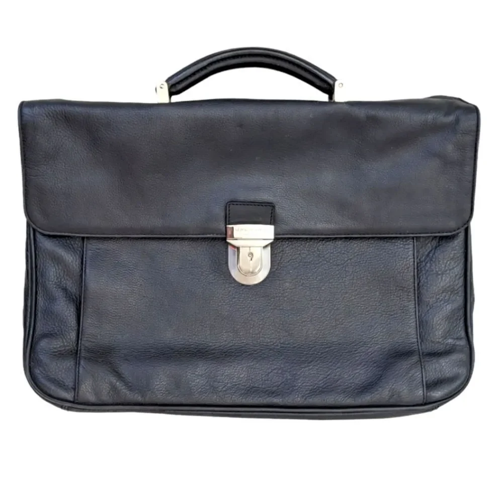 A.G. Spalding & Bros. New York Black Leather Messenger Briefcase Work & Office